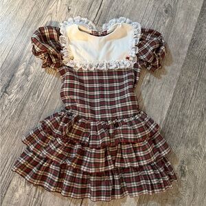 Vintage Winnie the Pooh tartan tiered dress